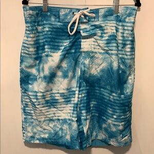 Speedo Blue and White Board Shorts with Tie-Dye Effect Size Large